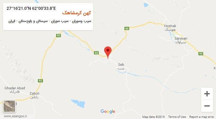 روستای کهن کرمشاهک بر روی نقشه