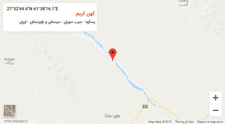 روستای کهن کریم بر روی نقشه