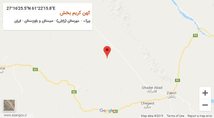 روستای کهن کریم بخش بر روی نقشه