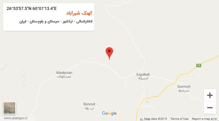 روستای کهنک شیرآباد بر روی نقشه