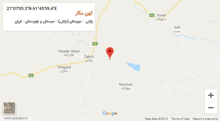روستای کهن مگار بر روی نقشه