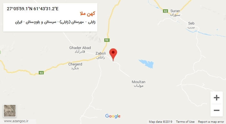 روستای کهن ملا بر روی نقشه