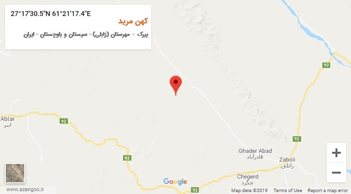 روستای کهن مرید بر روی نقشه