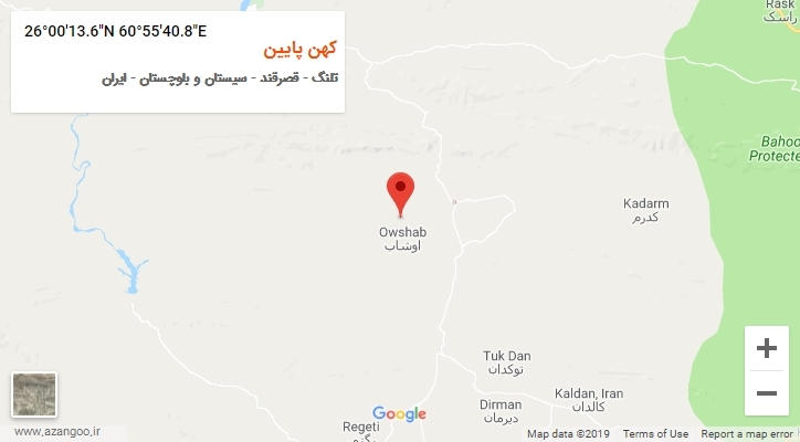 روستای کهن پایین بر روی نقشه