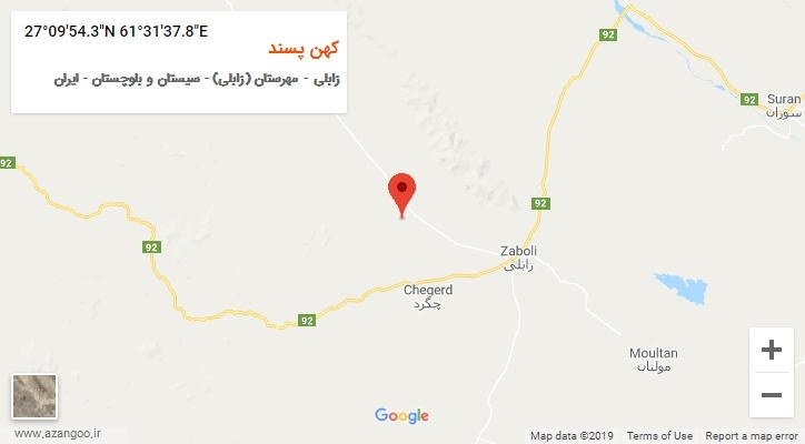 روستای کهن پسند بر روی نقشه