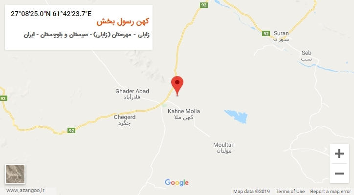 روستای کهن رسول بخش بر روی نقشه