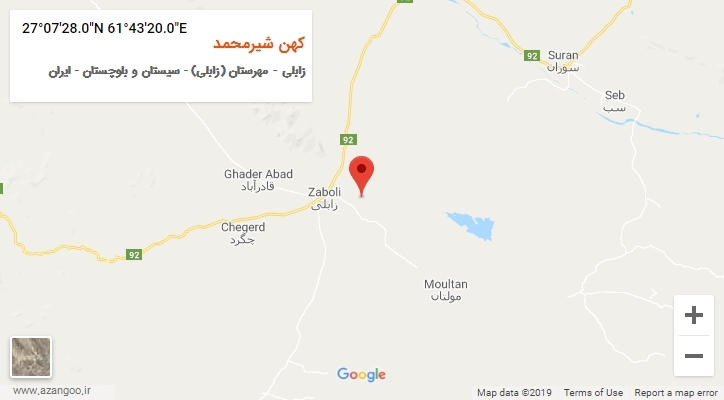 روستای کهن شیرمحمد بر روی نقشه