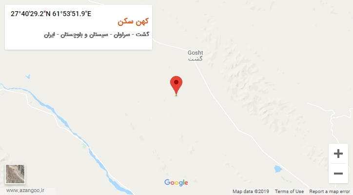 روستای کهن سکن بر روی نقشه