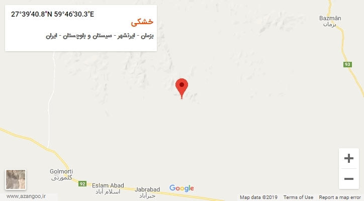 روستای خشکی بر روی نقشه