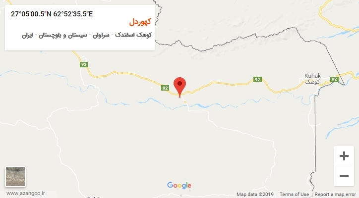 روستای کهوردل بر روی نقشه
