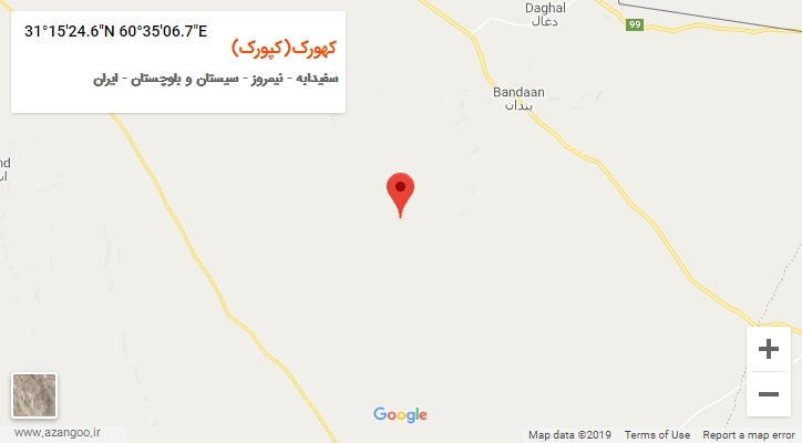 روستای کهورک(کپورک) بر روی نقشه