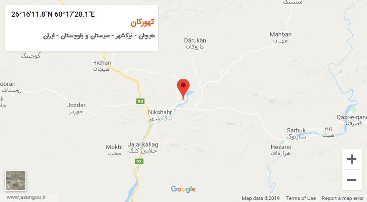 روستای کهورکان بر روی نقشه