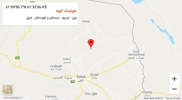 روستای خوشداد کهنه بر روی نقشه