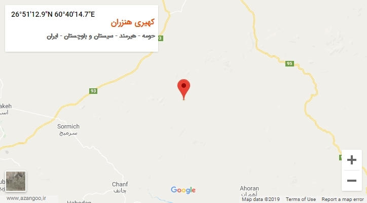 روستای کهیری هنزران بر روی نقشه