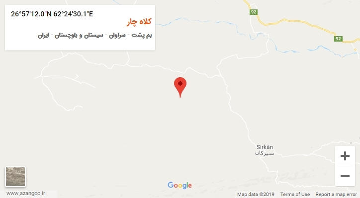 روستای کلاه چار بر روی نقشه