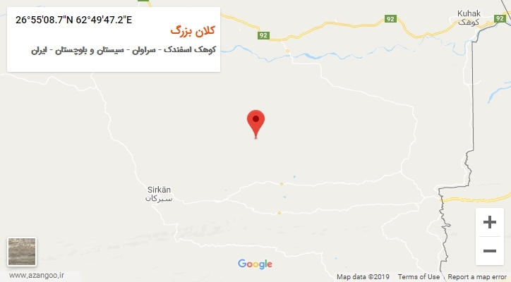 روستای کلان بزرگ بر روی نقشه
