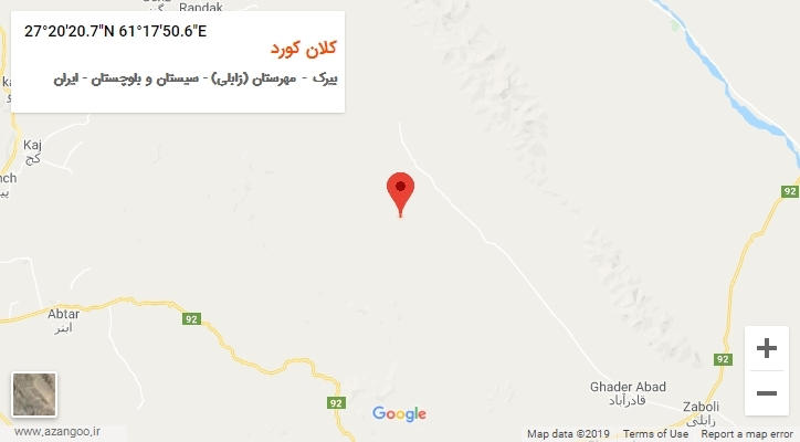 روستای کلان کورد بر روی نقشه