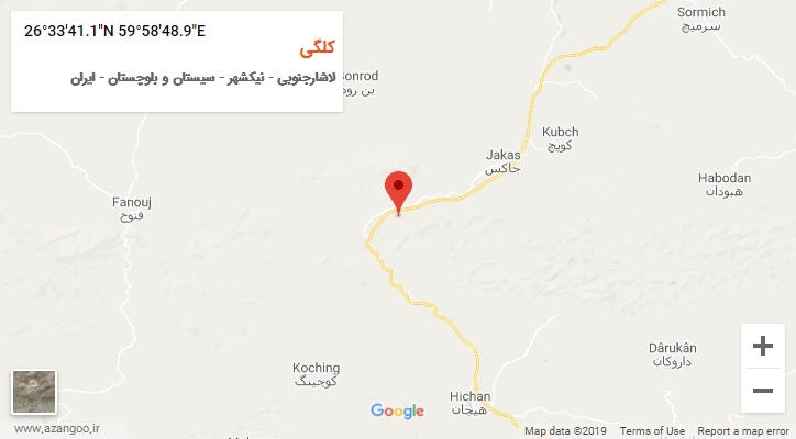 روستای کلگی بر روی نقشه