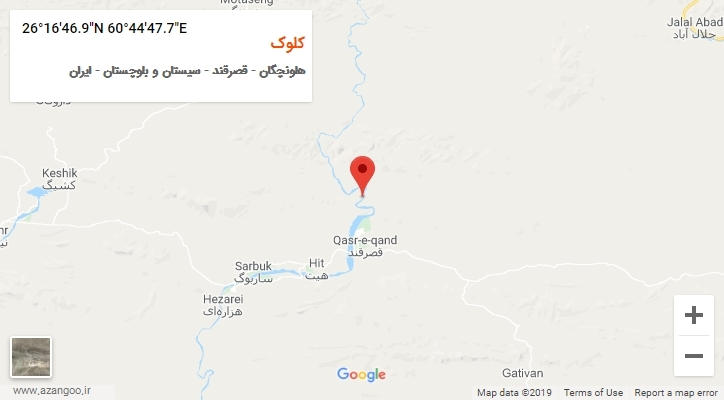 روستای کلوک بر روی نقشه