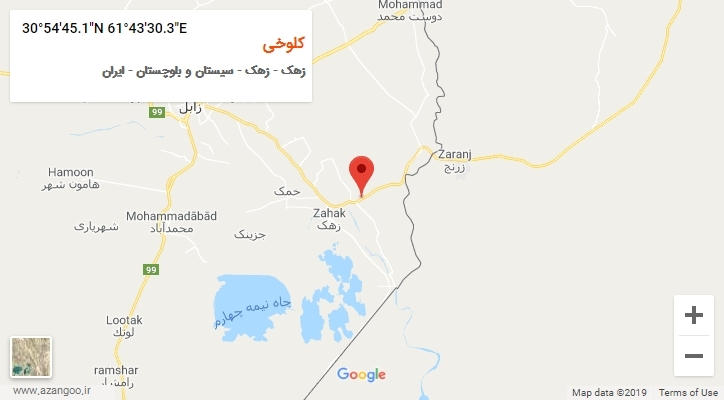 روستای کلوخی بر روی نقشه