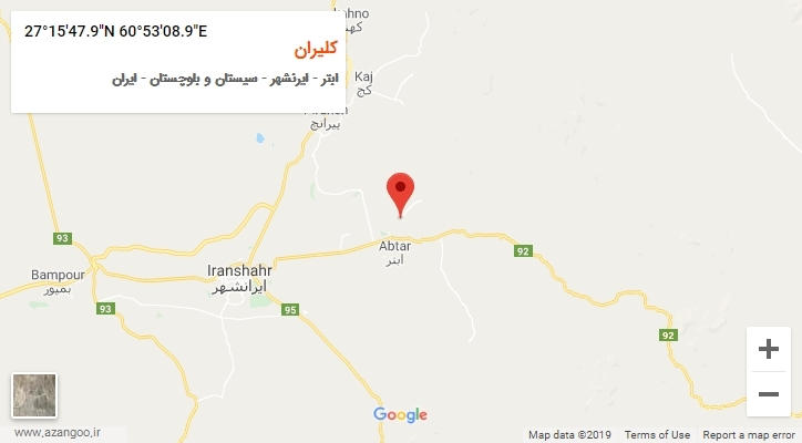 روستای کلیران بر روی نقشه