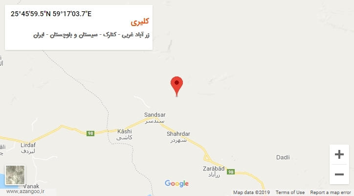 روستای کلیری بر روی نقشه