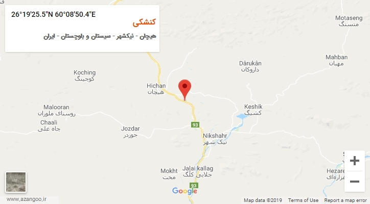 روستای کنشکی بر روی نقشه