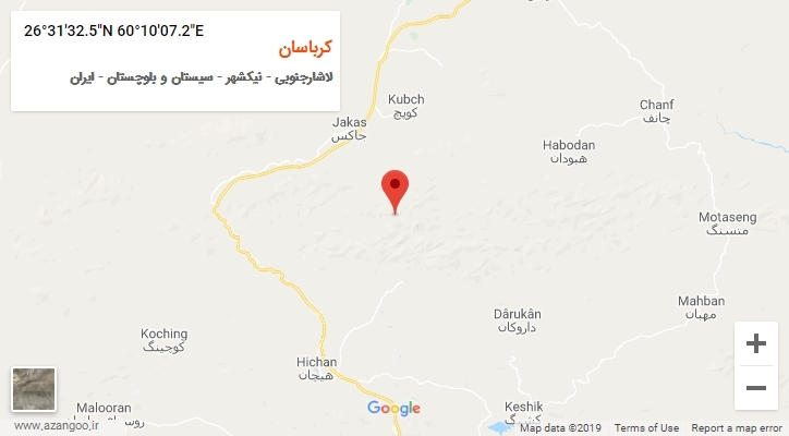 روستای کرباسان بر روی نقشه