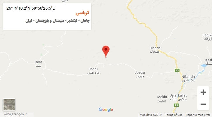 روستای کرباسی بر روی نقشه