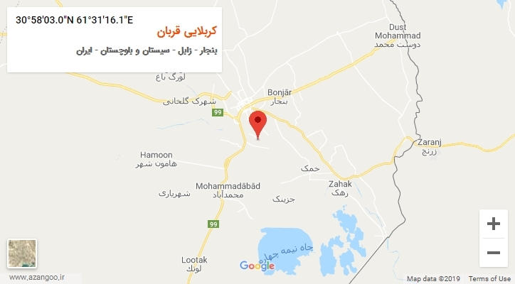 روستای کربلایی قربان بر روی نقشه