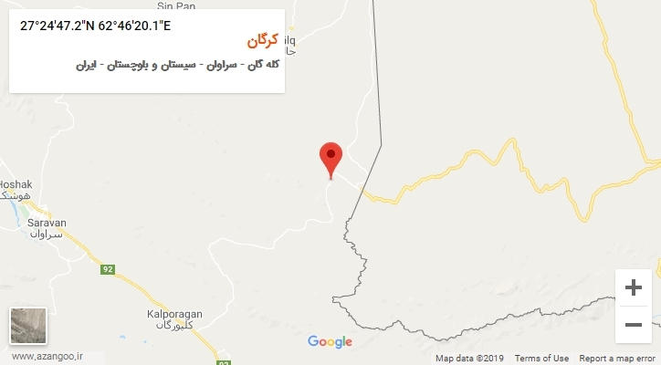روستای کرگان بر روی نقشه