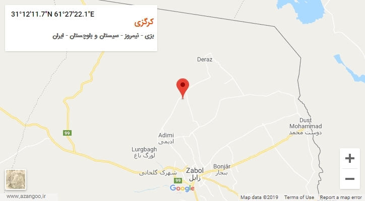 روستای کرگزی بر روی نقشه