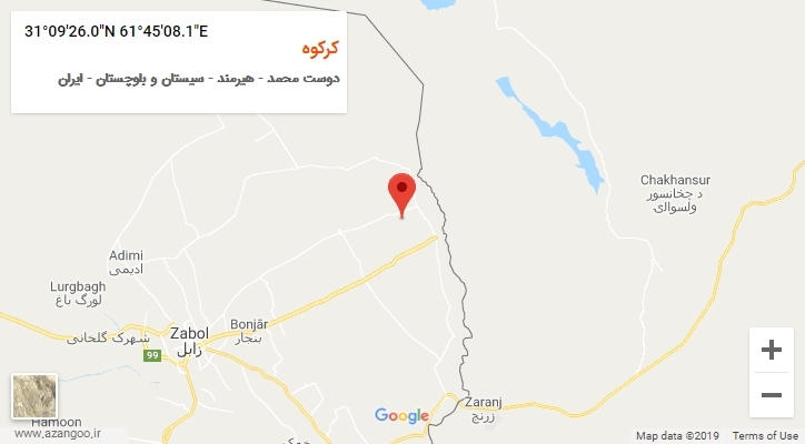 روستای کرکوه بر روی نقشه