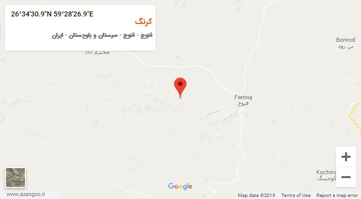روستای کرنگ بر روی نقشه