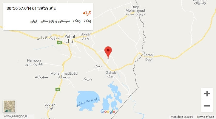 روستای کرته بر روی نقشه
