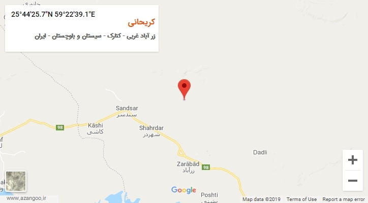 روستای کریحانی بر روی نقشه