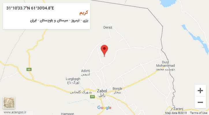 روستای کریم بر روی نقشه