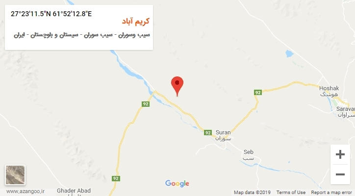 روستای کریم آباد بر روی نقشه