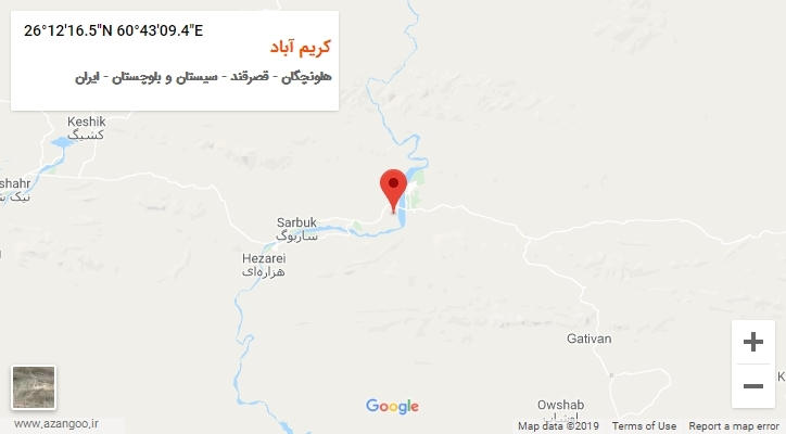 روستای کریم آباد بر روی نقشه