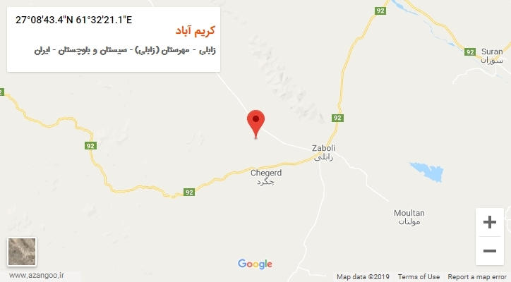 روستای کریم آباد بر روی نقشه