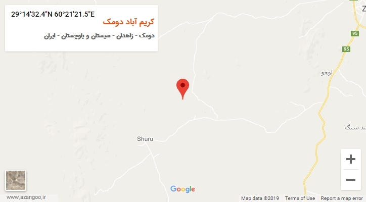 روستای کریم آباد دومک بر روی نقشه