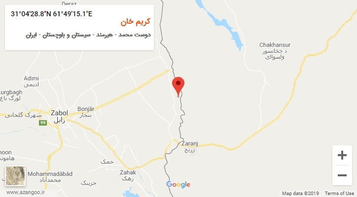 روستای کریم خان بر روی نقشه