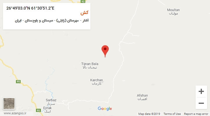 روستای کش بر روی نقشه
