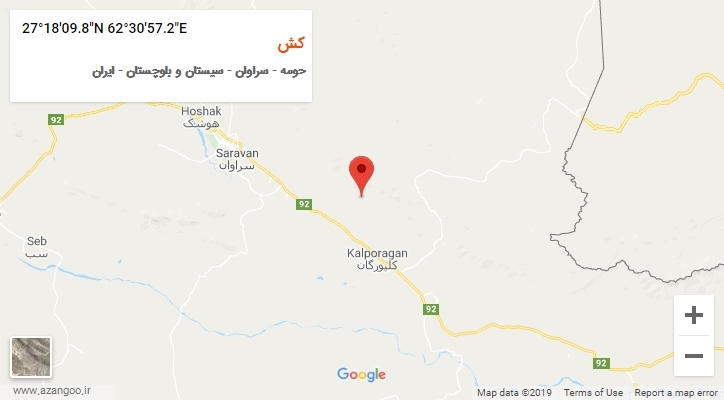 روستای کش بر روی نقشه