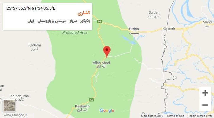 روستای کشاری بر روی نقشه