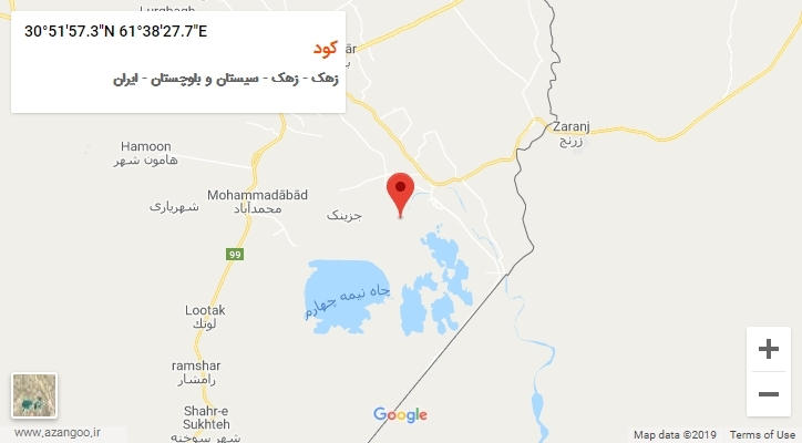 روستای کود بر روی نقشه