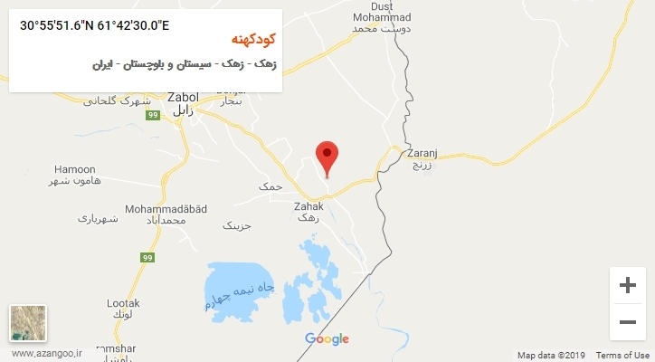 روستای کودکهنه بر روی نقشه