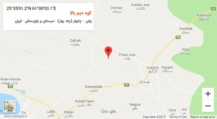 روستای کوه دیم بالا بر روی نقشه