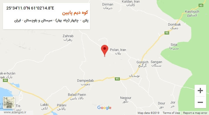 روستای کوه دیم پایین بر روی نقشه