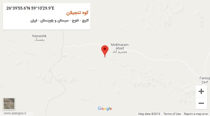 روستای کوه تنجیلان بر روی نقشه